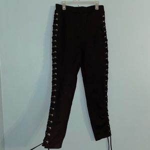 NUDE lace up leggings